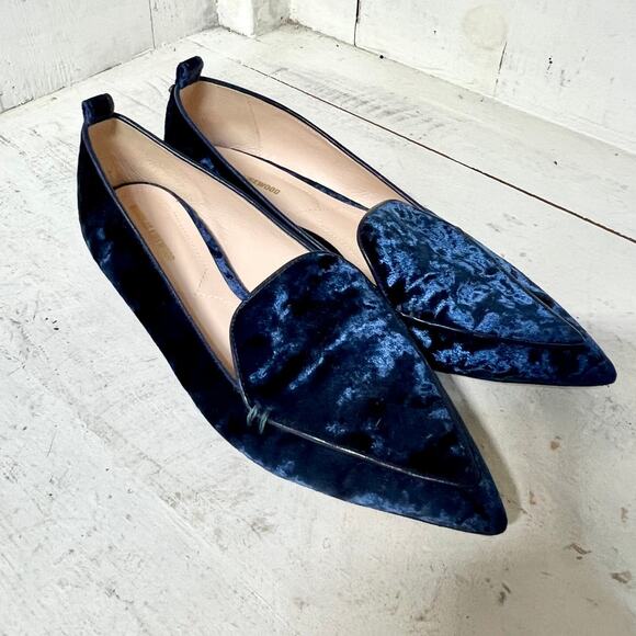Nicholas Kirkwood Beya Velvet Slip On Pointed Toe Loafers Blue Women's 39 / 8.5 - Picture 3 of 9